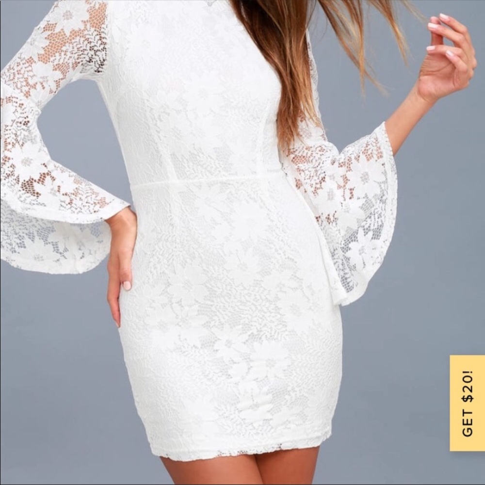 Lulus white lace long sleeve dress
